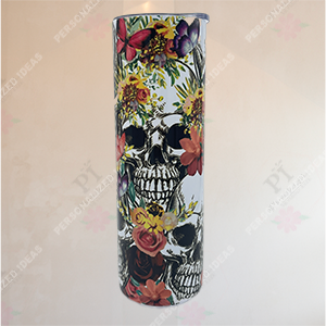 30 oz Skull flowers butterfly tumbler