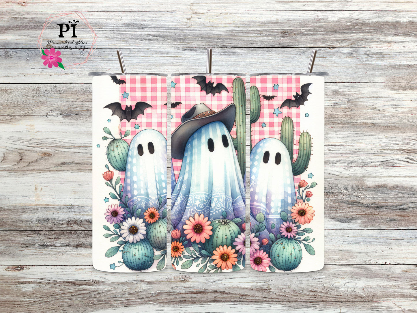 Halloween Ghost and cactus ready to ship 20 oz tumbler