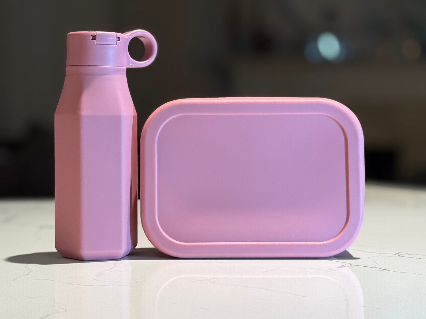 Custom Engraved Silicone Lunch Box & Bottle set for kids, school meal snack set with name, food-grade silicone reusable food container
