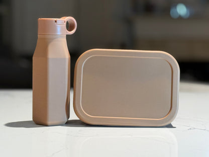 Custom Engraved Silicone Lunch Box & Bottle set for kids, school meal snack set with name, food-grade silicone reusable food container