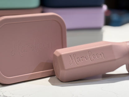 Custom Engraved Silicone Lunch Box & Bottle set for kids, school meal snack set with name, food-grade silicone reusable food container