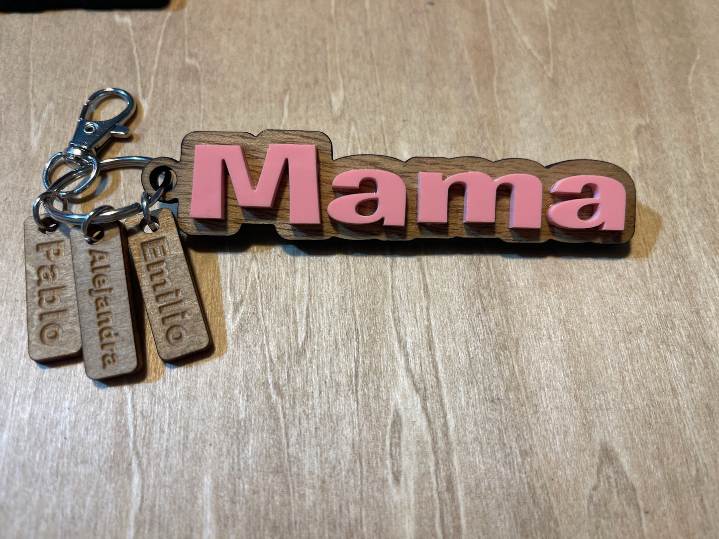Mother’s Day, custom rustic wood and acrylic keychains with kids charm, grandma keychains