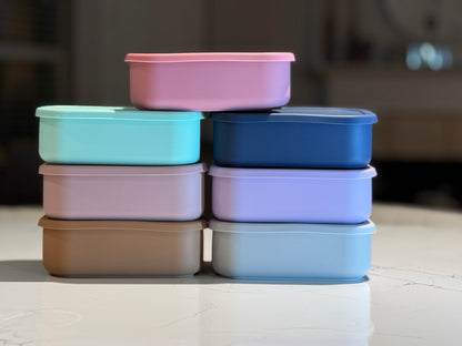 Custom Engraved Silicone Lunch Box & Bottle set for kids, school meal snack set with name, food-grade silicone reusable food container