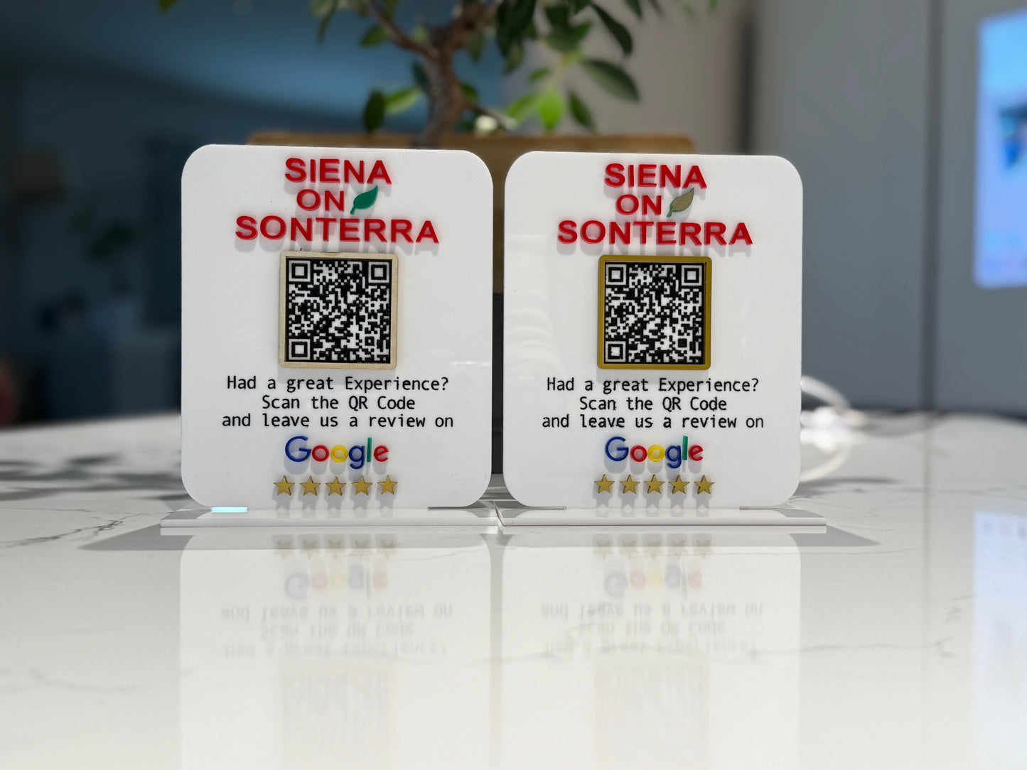 Custom Acrylic QR code Google Review Sign 5.5 X 5 in