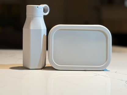 Custom Engraved Silicone Lunch Box & Bottle set for kids, school meal snack set with name, food-grade silicone reusable food container