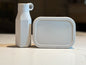 Custom Engraved Silicone Lunch Box & Bottle set for kids, school meal snack set with name, food-grade silicone reusable food container