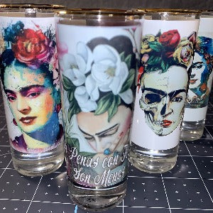 Frida Kahlo shot glasses, shot glass, Frida Kahlo, tequila shot - Set of four shot glasses