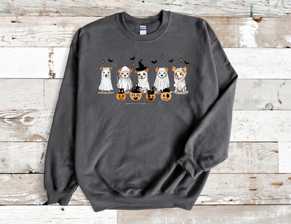 Halloween Ghost Puppies crew neck Sweatshirt ready to ship