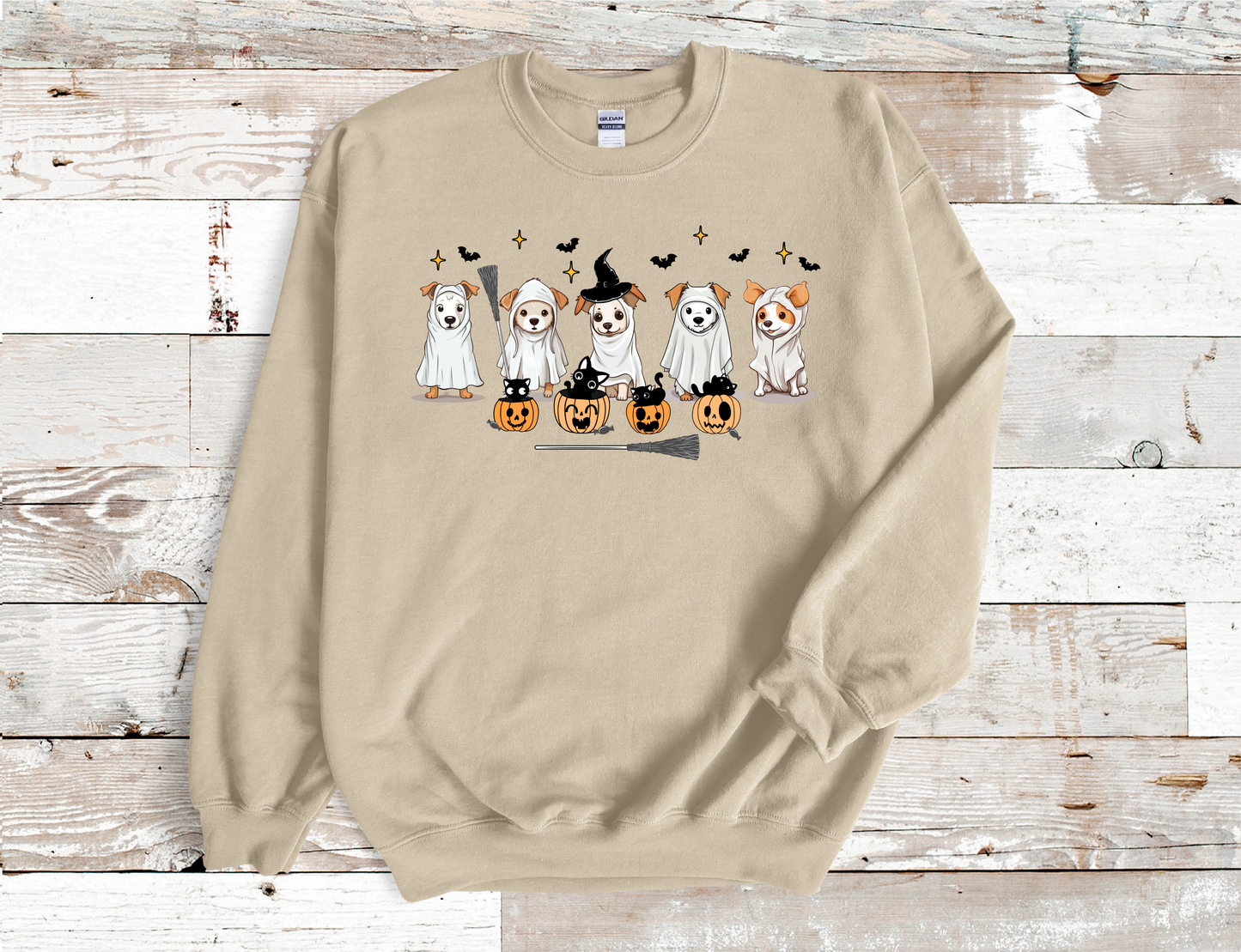 Halloween Ghost Puppies crew neck Sweatshirt ready to ship