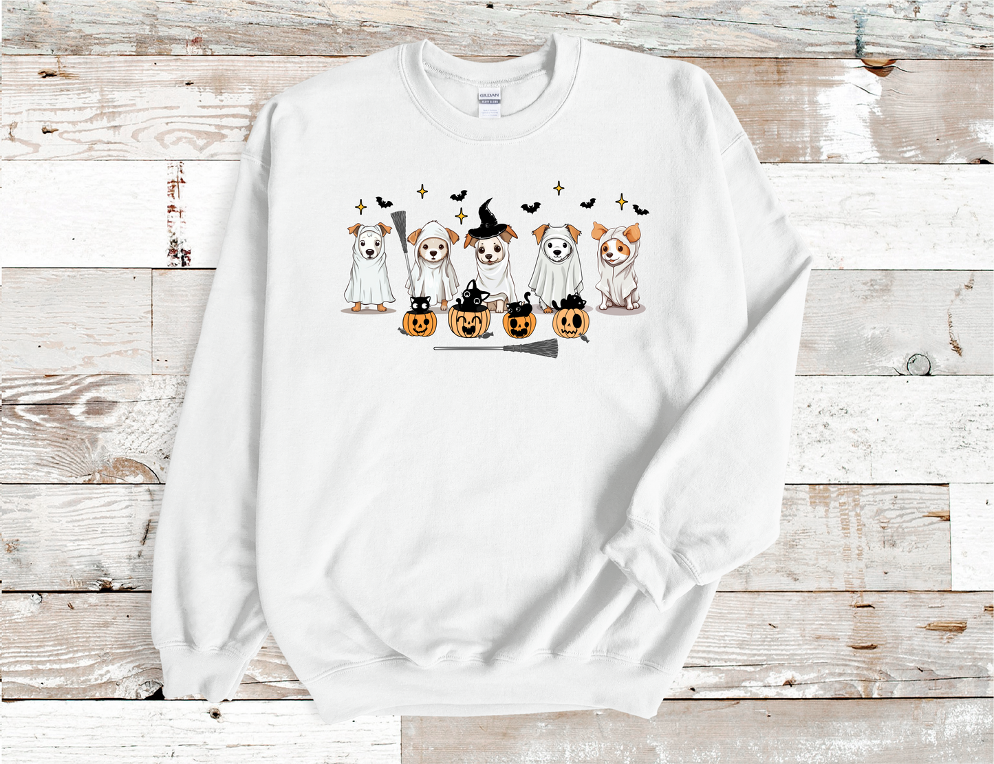 Halloween Ghost Puppies crew neck Sweatshirt ready to ship