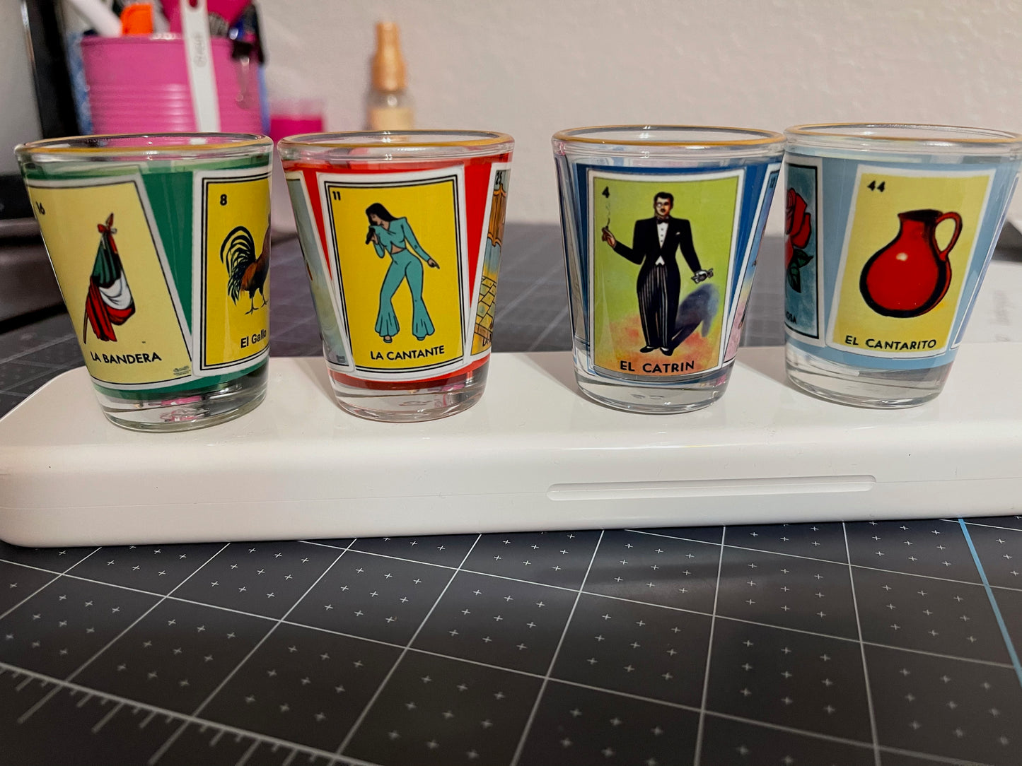 Loteria shot glass set of four 1.5 oz.