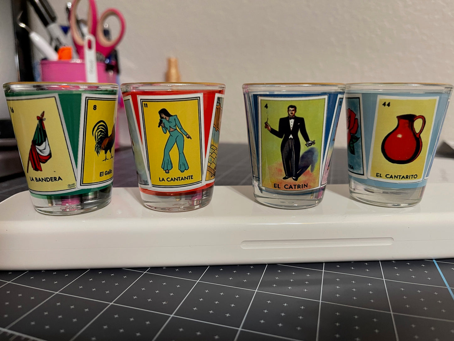 Loteria shot glass set of four 1.5 oz.