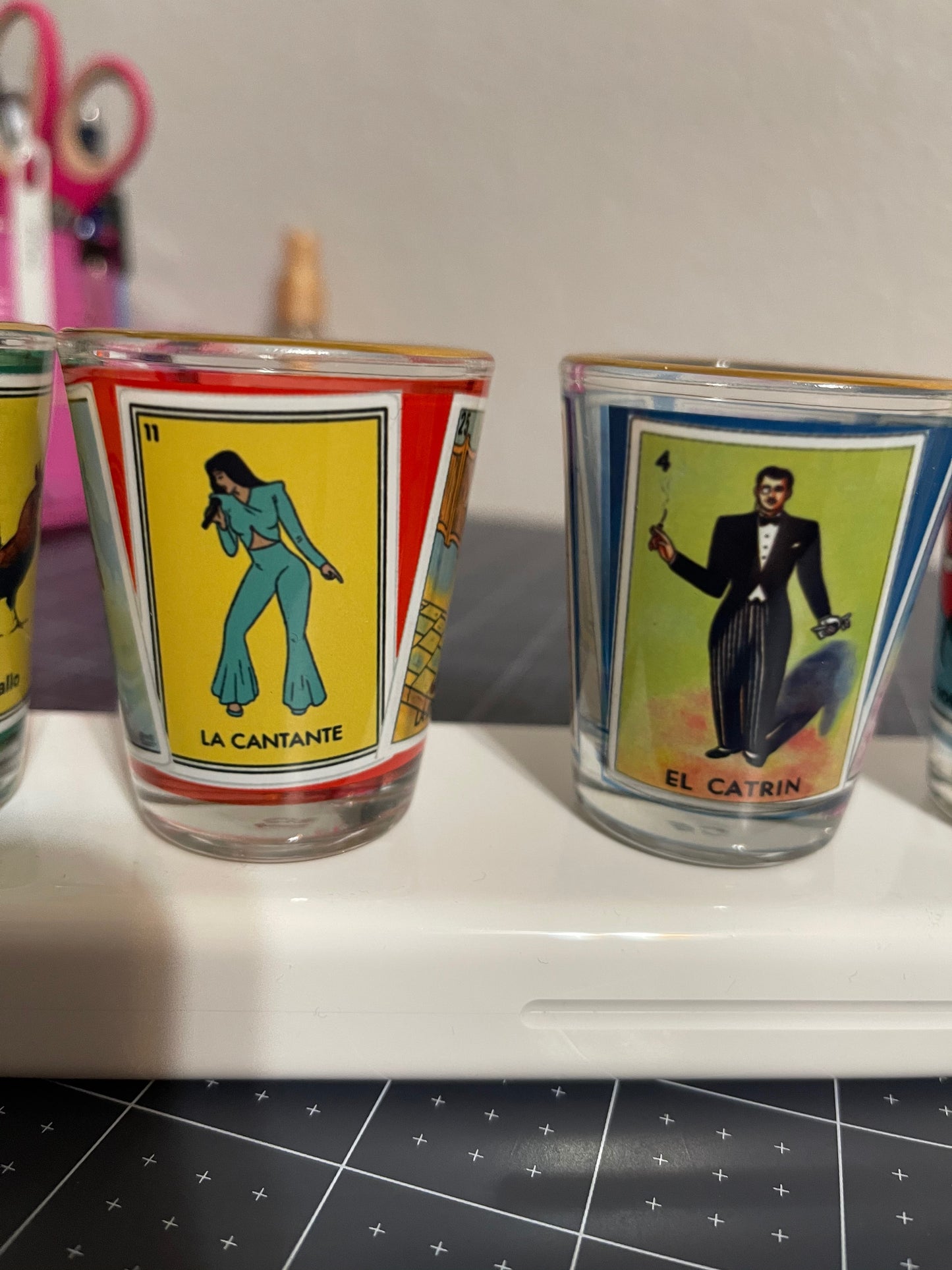 Loteria shot glass set of four 1.5 oz.