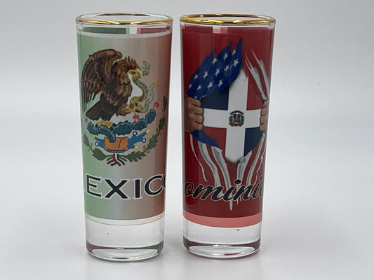 Custom Country Flag  Tequila shot Glass custom 2.5 oz