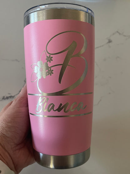 Personalized Travel Mug, 20oz Tumbler, Custom Insulated Steel Laser Engraved Tumbler, Corporate Gifts, Etched Tumbler, Monogram Tumbler