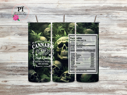 Cannabis Nutrition Facts 20 oz Skinny Tumbler