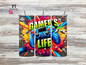 Gamer's Life full color Skinny 20 oz tumbler